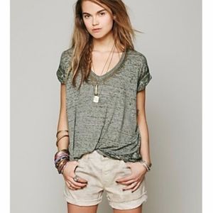 Dark green Free People Burnout V neck